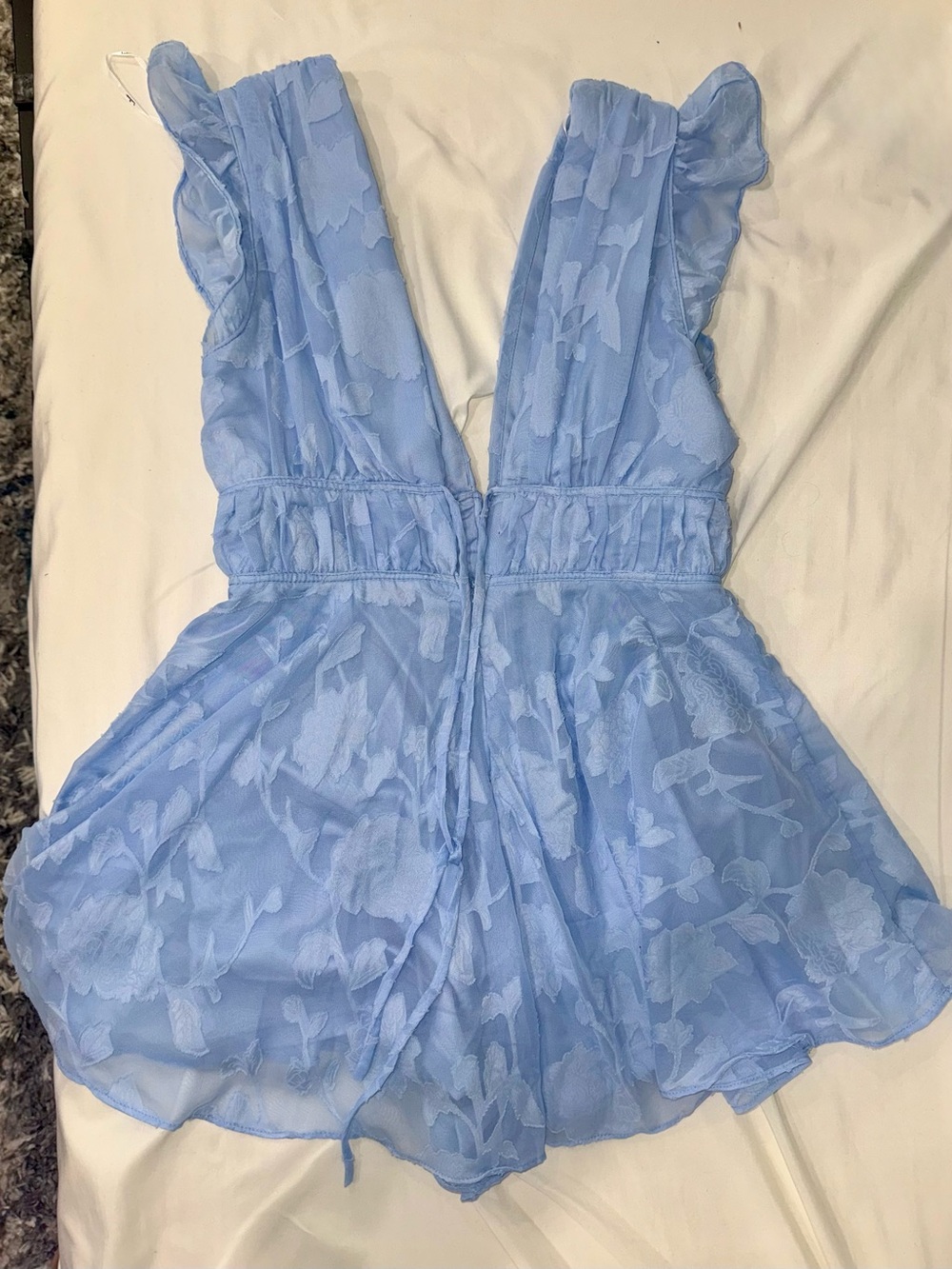 NWT Lulu's Light Blue Floral Chiffon Romper